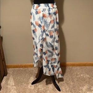 Tropical Pineapple Print Wrap Maxi Skirt - White/Blue/Orange. Brand New With Tag